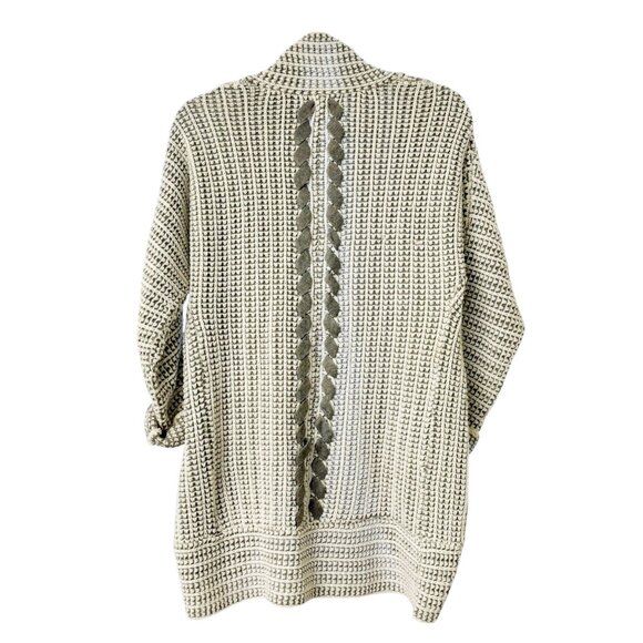 Pink Rose Womens Open-Front Cardigan Sweater S 100% Acrylic Gray/White Knit Cozy - Picture 4 of 11